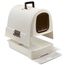 Curver petlife Katzentoilette mit Deckel, Katzenklo inklusive Schaufel, moderne Rattangeflecht-Optik, weiß, 51,5 x 38,5 x 40 cm