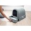 Curver petlife Katzentoilette mit Deckel, Katzenklo inklusive Schaufel, moderne Rattangeflecht-Optik, grau-blau, 51,5 x 38,5 x 40 cm