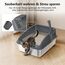 FURTIME Katzenklo Edelstahl, Katzentoilette Edelstahl 18L mit Schaufel, Katzenklo Metall mit Hochwandigem Seitengehäuse Auslaufsicher Gegen Verschüttungen für Kätzchen,Neugeborene Katze, 44x34x21cm