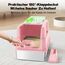 SZEE XL Edelsthal Katzenklo mit 180° Klappdeckel, Große Geschlossene Katzentoilette Edelstahl mit Deckel, Stainless Steel Cat Litter Box with Scoop-59x38x38cm, Rosa