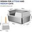 Katzenklo Edelstahl XXL, Stainless Steel Litter Box, Katzentoilette offene mit Metall Schaufel, Cat Litter Box hohem Rand, Katzentoilette Edelstahl, Katzenklo groß leicht zu reinigen-Grau