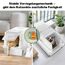 SZEE XL Edelsthal Katzenklo mit 180° Klappdeckel, Große Geschlossene Katzentoilette Edelstahl mit Deckel, Stainless Steel Cat Litter Box with Scoop-59x38x38cm, Weiß