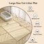 Garoopion Katzenklo Matte, 86x56cm Silikon Katzenstreu Matte Groß, wasserdichte Katzenmatte Katzenklo Unterleger, Katzenstreumatte, Leicht zu Reinigen, Beige