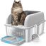 Suzzipaws 20,3 cm Tiefe Katzentoilette aus Edelstahl mit Deckel Extra große Katzentoilette für Großkatzen XL katzenklo aus Metall mit hohem Wandseitengehäuse, Nicht klebend, auslaufsicher