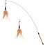 Pawaboo Katzenspielzeug - Interaktives Katzenangel Katze Spielzeug Katzen-Spielstab Katzenspielzeug-Stab mit Federn und 88cm Stab und Glocken für Kätzchen oder Katze, Braun Feder