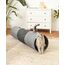 lionto Katzentunnel mit Spielball, 30x130 cm, Faltbarer erweiterbarer Spieltunnel aus pflegeleichtem Faux-Linen-Material für Katzen, Robustes Katzenspielzeug, 30 cm Durchmesser
