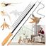 ROSAUI 2X Katzenangel lang, interaktives katzenspielzeug mit 2 Vogel und 3 Federn, Katzen Spielzeug für Kitten, cat Toys stabil 107cm