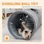 PAWZ Road Schön Faltbar Katzentunnel Katzenspielzeug mit Ball, Rascheltunnel, Spieltunnel für Katzen, 130cm x 30cm, Kaninchen Spielzeug, Grau Tunnel für Wohnungskatzen