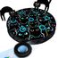 GoldenSun Katzenspielzeug, Bewegungs-Zwitscher-aktivierter Beweglicher Ball, Maus-Fangspiel Blau, 7-Loch-Versteckspiel für Katzen im Innenbereich, Schwarzes MIAU