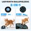 GoldenSun Katzenspielzeug, Bewegungs-Zwitscher-aktivierter Beweglicher Ball, Maus-Fangspiel Blau, 7-Loch-Versteckspiel für Katzen im Innenbereich, Schwarzes MIAU