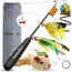buddypaws® Katzenangel stabil mit 4 Anhängern & Katzenminze – Ausziehbar 42-104 cm – Flexibles Glasfasermaterial – Katzenspielzeug Set mit Ersatzschnur – Spielangel für Katzen - Cat Toys