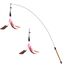 Pawaboo Katzenspielzeug - Interaktives Katzenangel Katze Spielzeug Katzen-Spielstab Katzenspielzeug-Stab mit Federn und 88cm Stab und Glocken für Kätzchen oder Katze, Weiß und Pink
