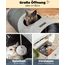 lionto Katzentunnel mit Spielball, 30x70 cm, Faltbarer erweiterbarer Spieltunnel aus pflegeleichtem Faux-Linen-Material für Katzen, Robustes Katzenspielzeug, 30 cm Durchmesser