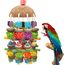 Großer Vogel Papagei Kauspielzeug, Sittichkäfig Biss Spielzeug Natur Durable Kauen Mehrfarbige natürliche Holzblöcke ,Rattan Ball und Kokosnuss Shell Tearing Spielzeug für große Vogel Amazon Papageien
