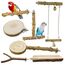 Allazone Natur Sitzstangen für Vögel - 7 Stück Holz Vögel Sitzstangen, Papagei Schaukel Spielzeug