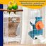 Automatischer Futterspender Vögel und Wasserspender Transparentes Acryl Vogelfutterhaus und Vogel Wasserspender Vogelkäfig, Käfigzubehör für Vögel, Papageien, Kanarienvögel (Futternapfständer+Blue)