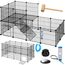 KESSER® Freigehege Gittergehege für Kaninchen aus Metallgitter XXL Kleintiergehege Meerschweinchen Gehege Freilauf, Kleintierkäfig Laufgitter Hasenstall für Innen/draußen, inkl. Komplettset & Flasche
