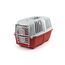 lionto Hundetransportbox aus robustem recyceltem Kunststoff, 48x31,5x33 cm, Transportbox mit praktischem Schließsystem & Tragegriff, auch geeignet für Katzen & Kleintiere, für Haustiere bis 15kg, rot