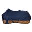 RL24 - Weidedecke 600D Basicline – Regendecke & Übergangsdecke – Wind- & wasserdichte Outdoordecke mit Innenfutter – Pferdedecke in Dunkelblau/Braun – 155cm (Polarfleecefutter)