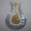iwa concept Ayatul Kursi Tulpenform, glänzende Farbe, islamische Metall-Wandkunst, Kalligraphie, Ramadan-Dekor, moderne muslimische Einweihungsgeschenke, (68.1x43.7 cm, in Gold Out Silber)
