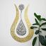 Ayatul Kursi Tulpenform, glänzende Farbe, islamische Metall-Wandkunst, Kalligraphie, Ramadan-Dekor, modernes muslimisches Einweihungsgeschenk, Koran-Wandkunst (68.1x43.7 cm, in Silver Out Gut) Alt)