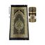 ihvan online Muslimischer Gebetsteppich und Gebetsperlen mit elegantem Design Zylinder Geschenkbox, Janamaz, Sajadah, weicher islamischer, islamische Geschenke Set, Gebetsteppichmatte, Schwarz, Mod2