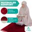 MYPRAY - Gebetsteppich - dick - 3er Set Seccade - mit Tesbih und Tasche (rubinrot)