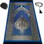Kapobia Muslimische Gebetsteppich Gebetskette Kufi Hut für Männer und Frauen 100% atmungsaktiv schwarz Schädel Beanie Traditionelle Desing Gebetsteppich Eid Ramadan Geschenke Islamisches Set Salah