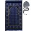 Modefa Türkischer isischer Islamischer Gebetsteppich, traditioneller muslimischer Janamaz Sajada, Plüschsamt, Gebetsteppich, Teppich für Damen und Herren, Ramadan oder Eid Geschenk, inklusive Kufi-Kappe und Perlen, Blumenstempel Ipek, Blau 2
