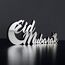 iwa concept Islamische Tischdekorationen aus Holz mit Acryl, Ramadan-Kareem-und Eid-Mubarak-Dekoration, islamisch muslimische Geschenke, Eid Mubarak-2, Silber