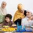 Aoiuenok Ramadan Dekoration, Eid Mubarak Tischdekoration, Ramadan Deko Tisch, Blau mit Glitzer