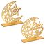 2 Stück Holz Eid Mubarak Ramadan Kareem Dekorationen Eid Tisch Zeichen Mond Hohle Stern Freistehend Tisch Centerpiece Hängende Ornamente Tischdekoration für Muslim Islam Tischdekoration