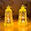 Ramadan Laterne 2 Stück Ramadan Laterne mit Warmweiß LED-Licht Ramadan Mubarak Dekoration, Mondschloss Laterne, Eid Mubarak Laterne, Ramadan Tischdekoration für Muslimische Festivals, Dekoration (Weiß