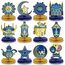 12 Stück Ramadan Mubarak Dekoration Eid Waben Mittelstücke Dekor Blau Golden Bienenwabe Mittelstücke Mond Stern Laterne Tisch Toppers für Eid Al Fitr Muslimisch Islamisch Feiertag Party
