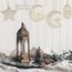 7PCS Ramadan Mubarak Hängende Dekorationen, Hölzerne Anhänger Eid Kareem Hängende Zeichen mit Seilen für Home Room Decor, 3D Hohlen Stern Mond Laternen Schlösser Ornament für Islamische Muslim Al-Fitr
