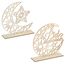 2 Stück Holz Eid Mubarak Ramadan Kareem Dekorationen Eid Tisch Zeichen Mond Hohle Stern Freistehend Tisch Centerpiece Hängende Ornamente Tischdekoration für Muslim Islam Tischdekoration