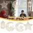 7PCS Ramadan Mubarak Hängende Dekorationen, Hölzerne Anhänger Eid Kareem Hängende Zeichen mit Seilen für Home Room Decor, 3D Hohlen Stern Mond Laternen Schlösser Ornament für Islamische Muslim Al-Fitr