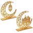 2 Stück Holz Eid Mubarak Ramadan Kareem Dekorationen Eid Tisch Zeichen Mond Hohle Stern Freistehend Tisch Centerpiece Hängende Ornamente Tischdekoration für Muslim Islam Tischdekoration