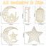 7PCS Ramadan Mubarak Hängende Dekorationen, Hölzerne Anhänger Eid Kareem Hängende Zeichen mit Seilen für Home Room Decor, 3D Hohlen Stern Mond Laternen Schlösser Ornament für Islamische Muslim Al-Fitr