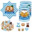 20 Stück Servietten + 12 Windlicht Tischdeko Bayern + 44 Konfetti Streudeko Tisch, Für Oktoberfest Dekoration, Biergarten Geschenk, Bayerische Deko Party Set, Servietten Blau Weiß Grillparty