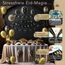 Premium Wiederverwendbare Eid Dekoration - Ramadan Dekoration Set mit Luftballons - 3-in-1-Banner mit Text: Eid Mubarak, Ramadan Mubarak oder Ramdan Kareem - Schnellmontage mit Klett (Schwarz & Gold)