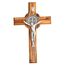 Kassis Geschenkartikel Olivenholz St. Benedikt Kreuz zum Aufhängen Benediktuskreuz Wandkreuz Kruzifix zur Firmung Geburt Kommunion Taufe 12 x 8,5 cm