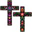 Pinkunn Wanddekoration, mexikanisches Kreuz, Motiv: Tag der Toten, handbemalt, Holz, Dia De Los Muertos, Altar-Dekorationen, spanisches Kreuz, Dekoration für Zuhause (Blume), 2 Stück