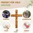 Kassis Geschenkartikel Olivenholz Kreuz schlicht zum Aufhängen Wandkreuz Deko Geschenk zur Firmung Geburt Kommunion Taufe (Wunschtext, 16 cm)