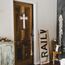 Wandkreuz aus Holz mit Holzsockel, gesegnetes Buchstaben-Design, christliche Kreuze, spirituelles religiöses Kreuz, Weihnachten, Wandbehang, handgefertigtes Holzkreuz, Hanfseil für Kirche, Zuhause,