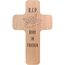 Geschenkissimo R.I.P. Ruhe in Frieden Holzkreuz mit Gravur Buche ca 20x12 cm - Bohrung zum Aufhängen auf Rückseite- Beerdigung Kreuz Trauerkreuz Wand Dekoration - Geschenkidee