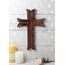 Ajuny Handgefertigtes Wandkreuz aus Holz, dekoratives Holzkreuz zum Aufhängen für Gebet, Zuhause, Büro, Kirche und Kapelle, religiöses Geschenk für Katholiken und Christen, 38,1 x 25,4 cm