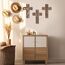 Yookeer 3 Stück Holzkreuz Wanddekoration Kreuz zum Aufhängen, handgefertigt, antike, religiöse, braune Holzdekoration, handgeschnitzte Wanddekoration für Wohnzimmer, Kinderzimmer, Hochzeit