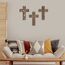 Yookeer 3 Stück Holzkreuz Wanddekoration Kreuz zum Aufhängen, handgefertigt, antike, religiöse, braune Holzdekoration, handgeschnitzte Wanddekoration für Wohnzimmer, Kinderzimmer, Hochzeit