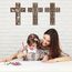 Yookeer 3 Stück Holzkreuz Wanddekoration Kreuz zum Aufhängen, handgefertigt, antike, religiöse, braune Holzdekoration, handgeschnitzte Wanddekoration für Wohnzimmer, Kinderzimmer, Hochzeit